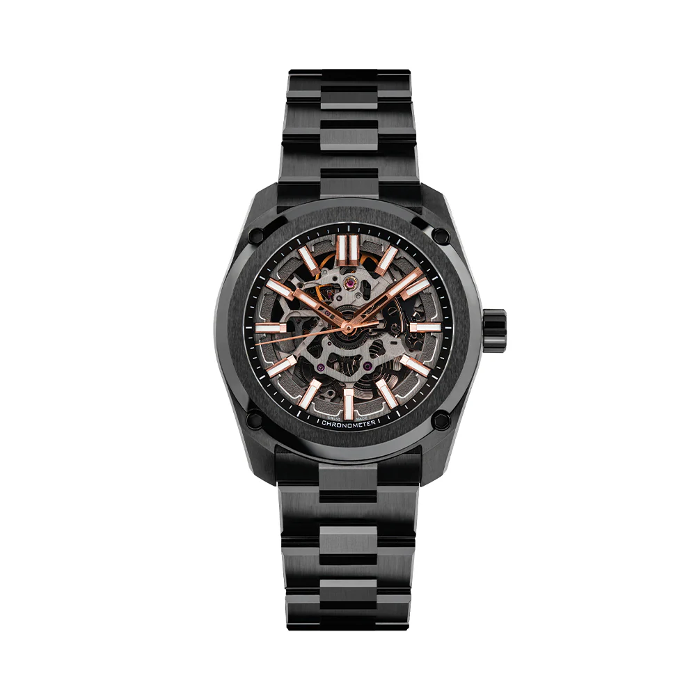 Essence Ceramica Skeleton COSC 41mm - Gold-Tone on Bracelet