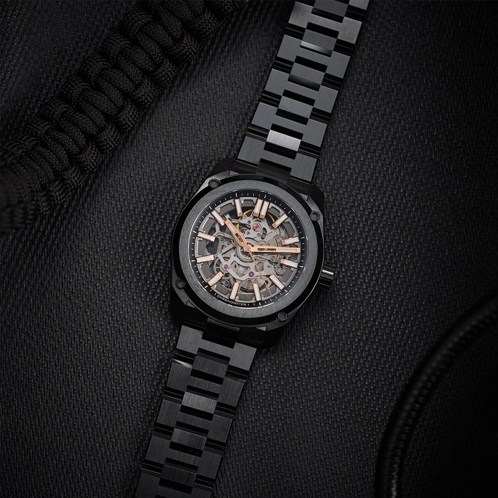 Essence Ceramica Skeleton COSC 41mm - Gold-Tone on Bracelet - Image 2