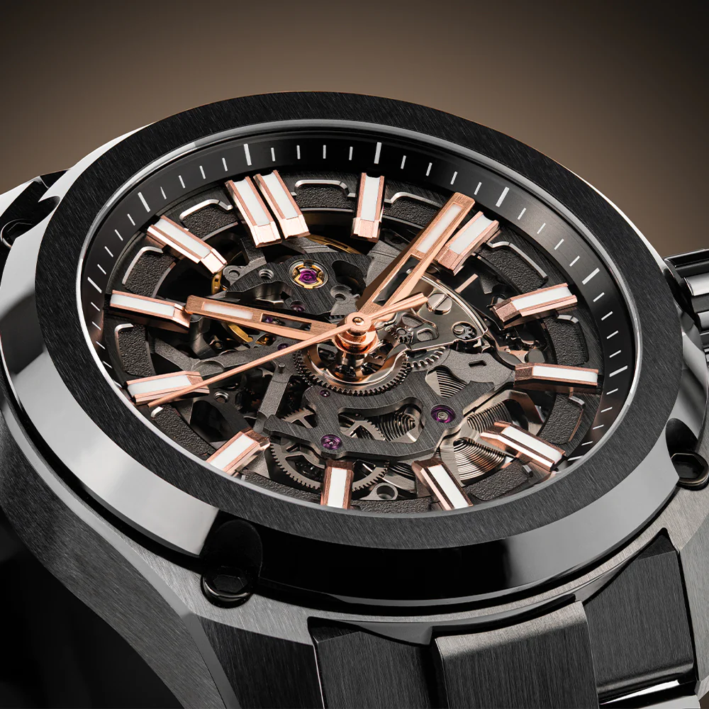 Essence Ceramica Skeleton COSC 41mm - Gold-Tone on Bracelet - Image 4
