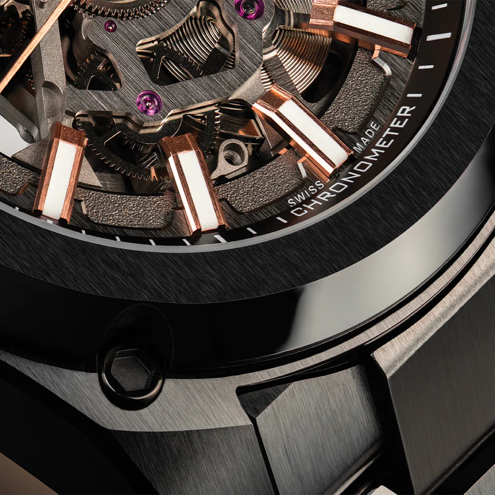 Essence Ceramica Skeleton COSC 41mm - Gold-Tone on Bracelet - Image 6
