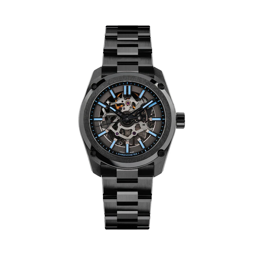 Essence Ceramica Skeleton COSC 41mm - Stradale Blue on Bracelet