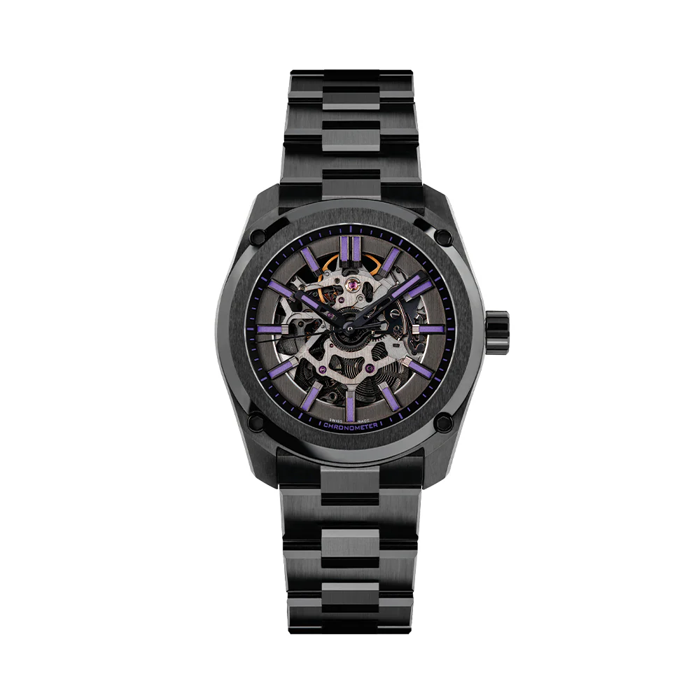 Essence Ceramica Skeleton COSC 41mm - Stradale Viola on Bracelet