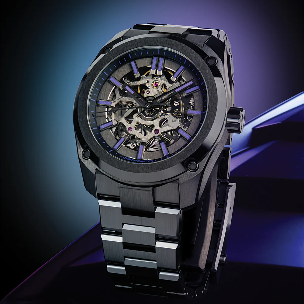 Essence Ceramica Skeleton COSC 41mm - Stradale Viola on Bracelet - Image 2