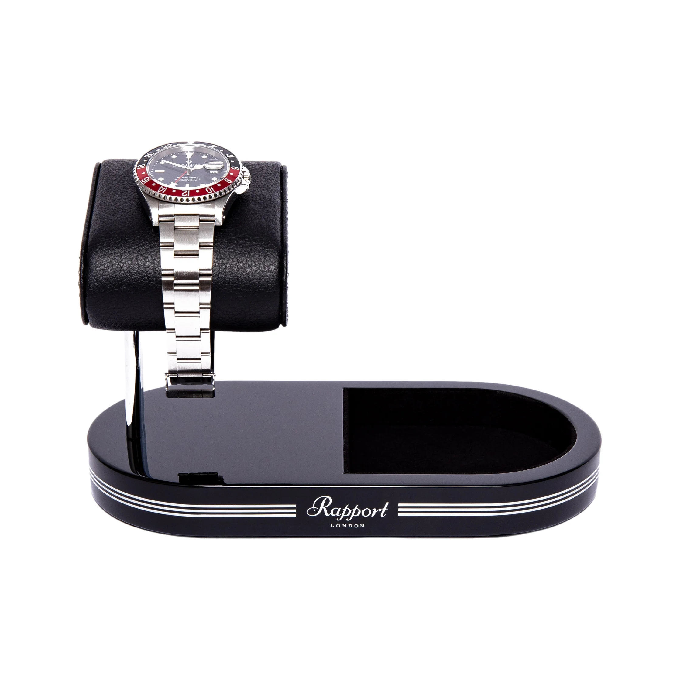 Formula Watch Stand with Tray - Black and Silver - Image 2