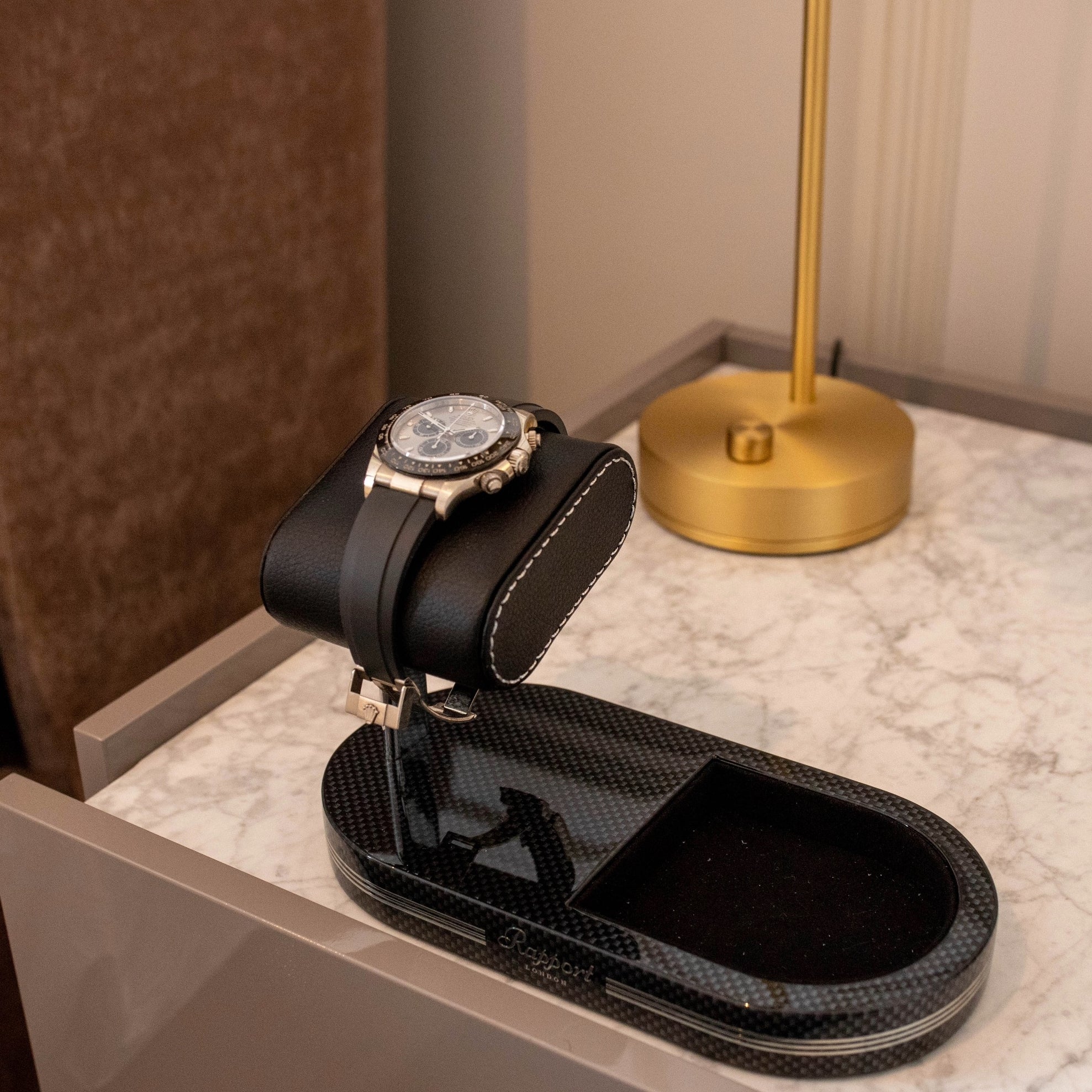 Formula Watch Stand with Tray - Carbon Fiber Finish - Image 6