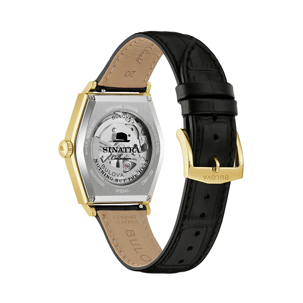 Frank Sinatra Nothing But The Best Gold-Tone 37mm - Silver on Leather Strap - Image 3
