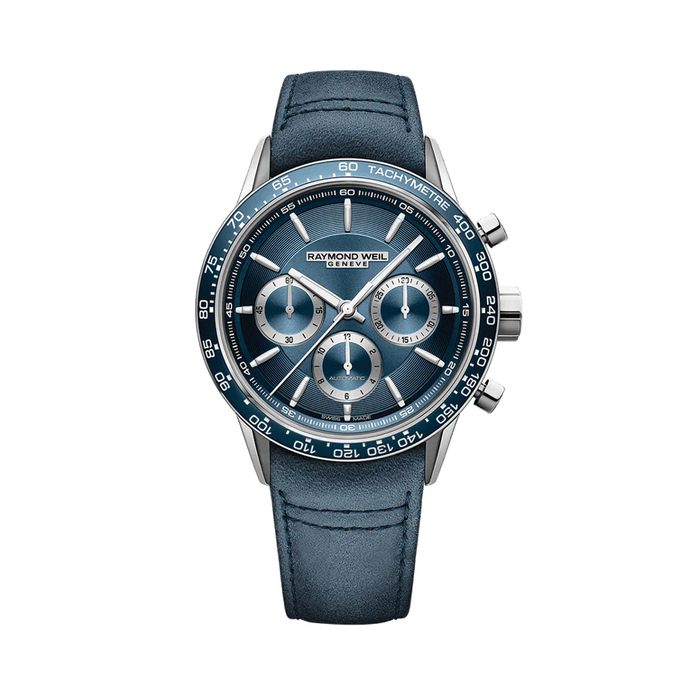Freelancer Automatic Chronograph Ceramic Bezel 43.5mm - Blue on Leather Strap