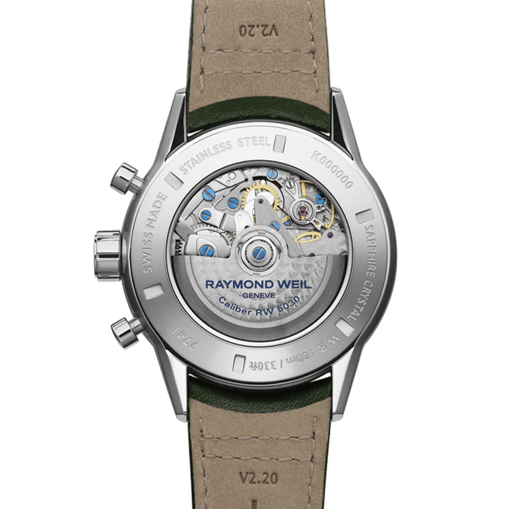 Freelancer Automatic Chronograph Ceramic Bezel 43.5mm - Green on Leather Strap - Image 3