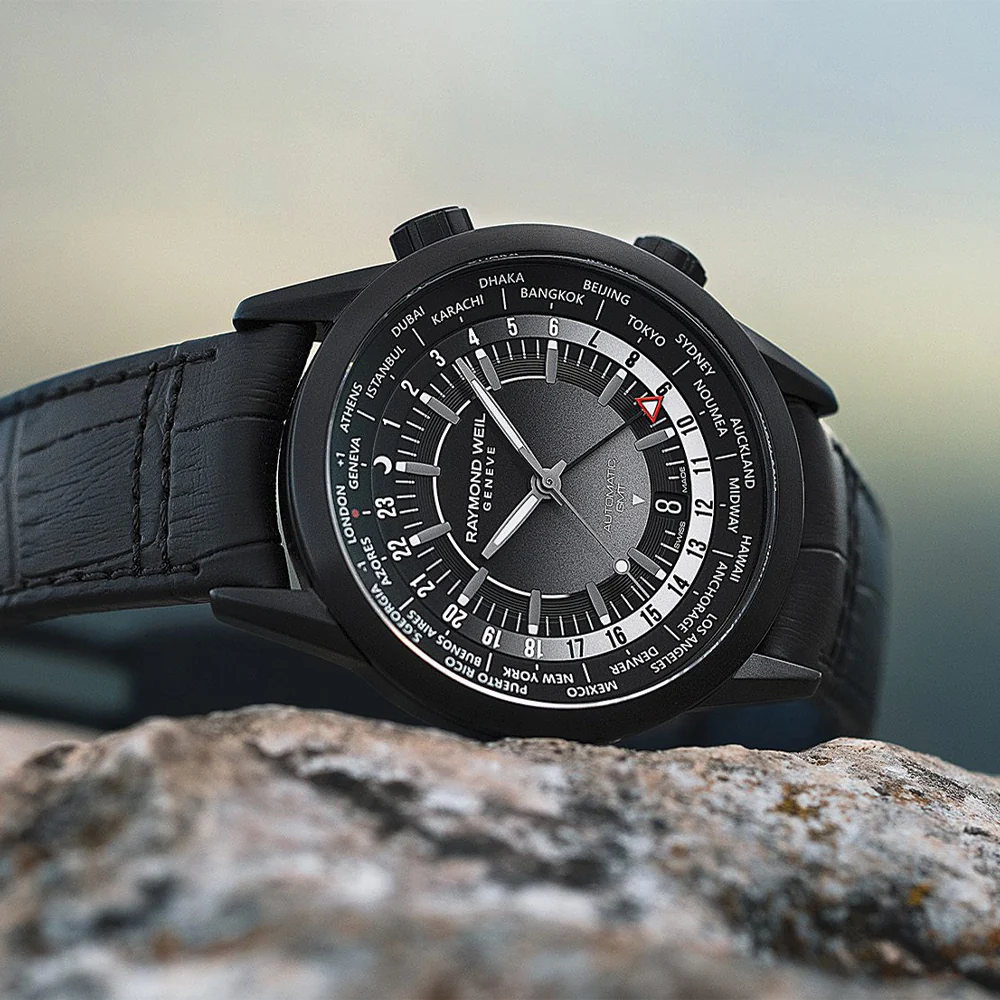 Freelancer GMT Worldtimer 40.5mm - Black on Leather Strap - Image 2