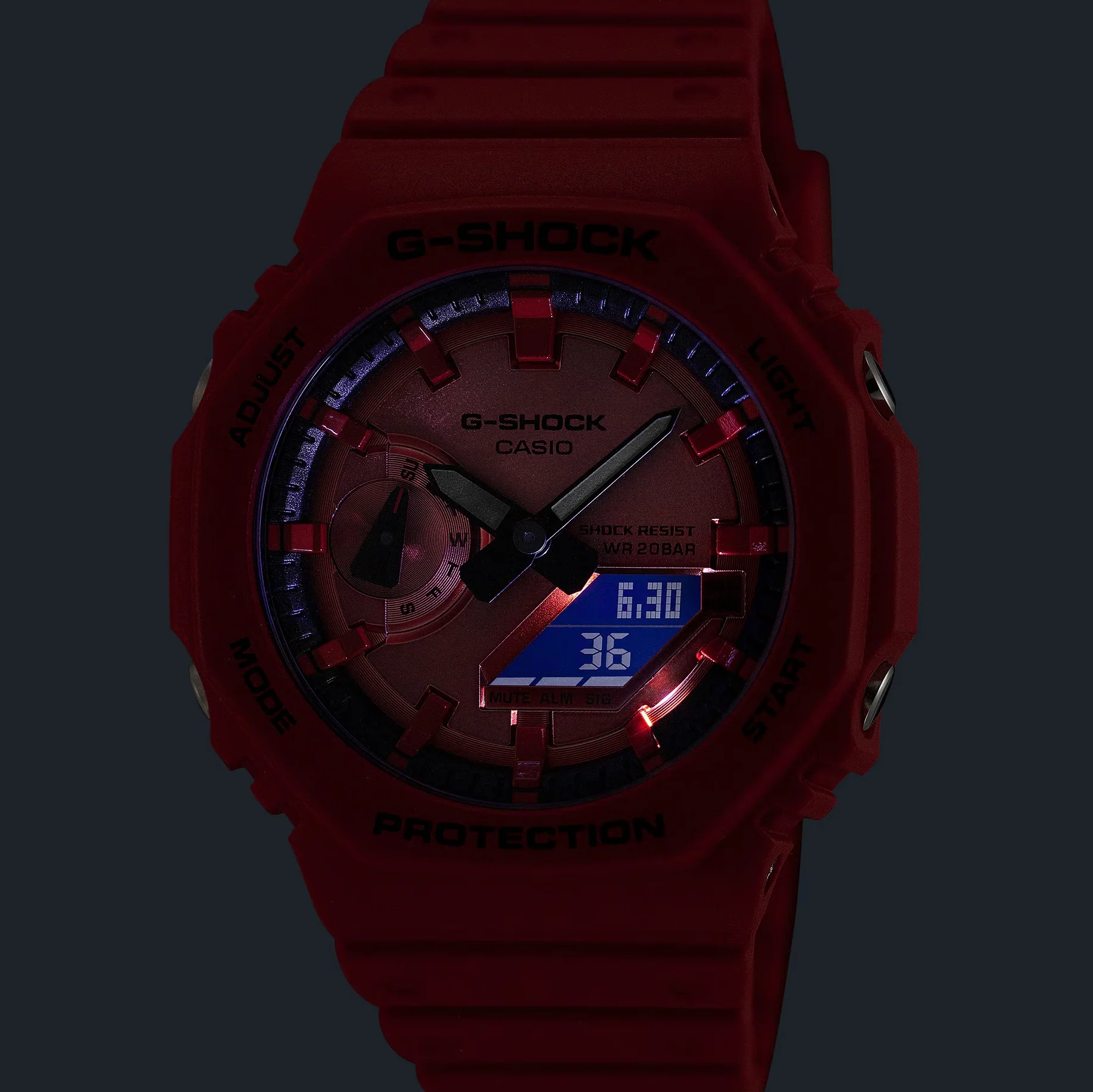 GA2100RRB-4A Analog-Digital 2100 Series 45.4mm - Red on Resin Strap - Image 3