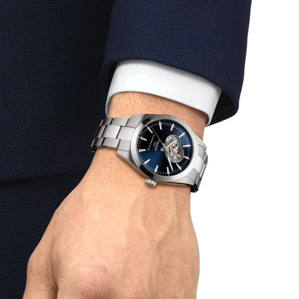 Gentleman Powermatic 80 Open Heart 40mm - Blue on Bracelet - Image 2