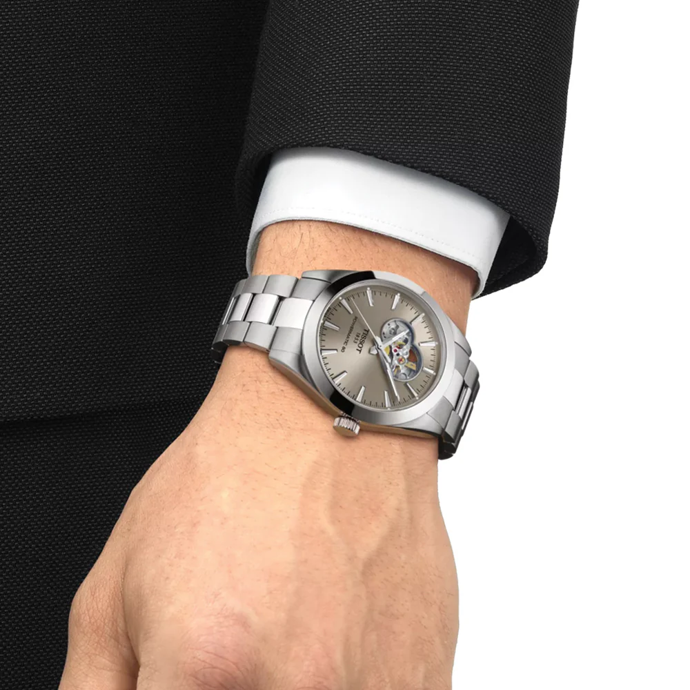 Gentleman Powermatic 80 Open Heart 40mm - Rhodium on Bracelet - Image 2
