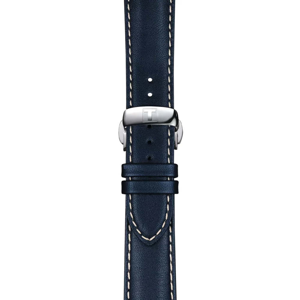 Gentleman Powermatic 80 Silicium Solid 18K Gold Bezel 40mm - Blue on Leather Strap - Image 6