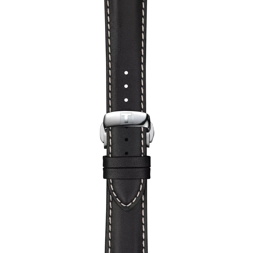 Gentleman Powermatic 80 Silicium Solid 18K Gold bezel 40mm - Black on Leather Strap - Image 3