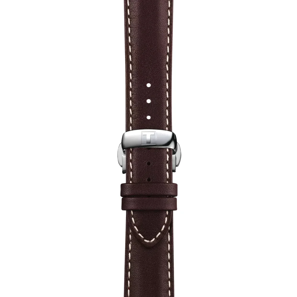 Gentleman Powermatic 80 Silicium Solid 18K Gold bezel 40mm - Brown on Leather Strap - Image 2
