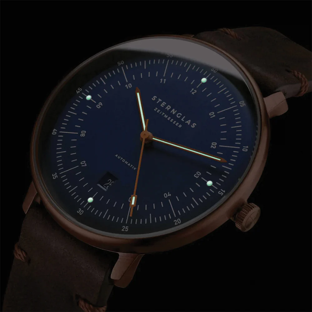 Hamburg Automatic Bronze PVD 42mm - Blue on Leather Strap - Image 4