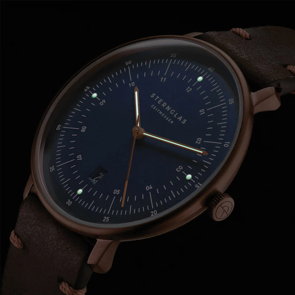 Hamburg Quartz Bronze 42mm - Blue on Leather Strap - Image 3