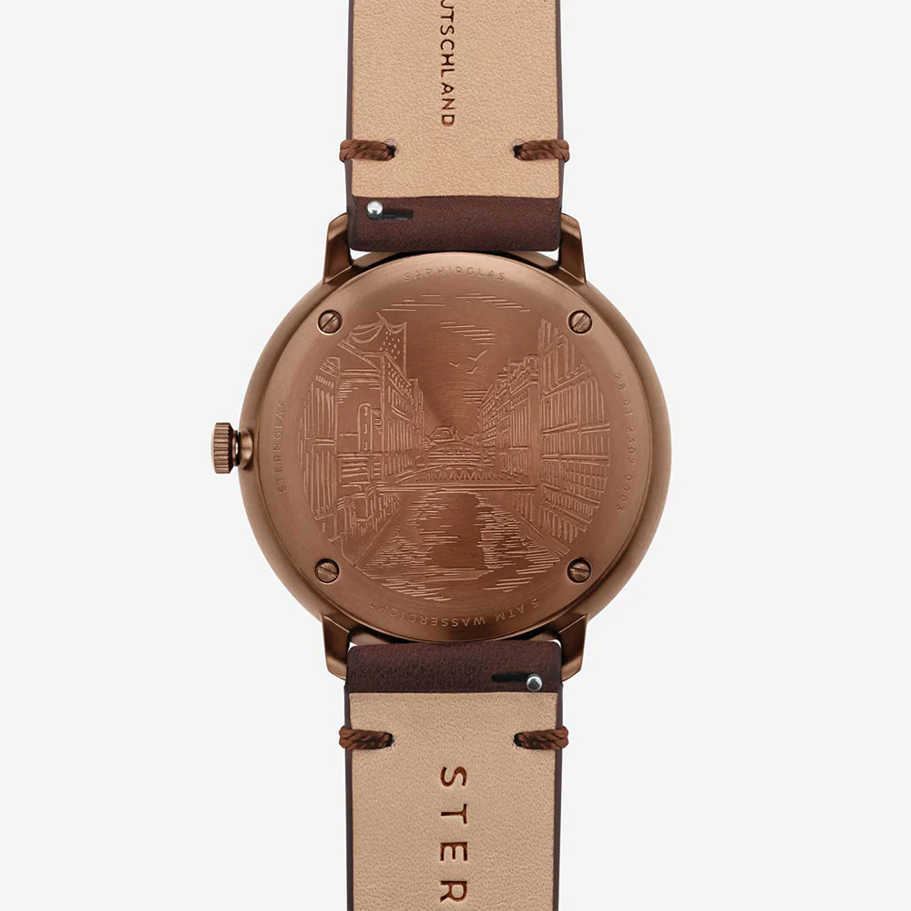 Hamburg Quartz Bronze 42mm - Blue on Leather Strap - Image 5