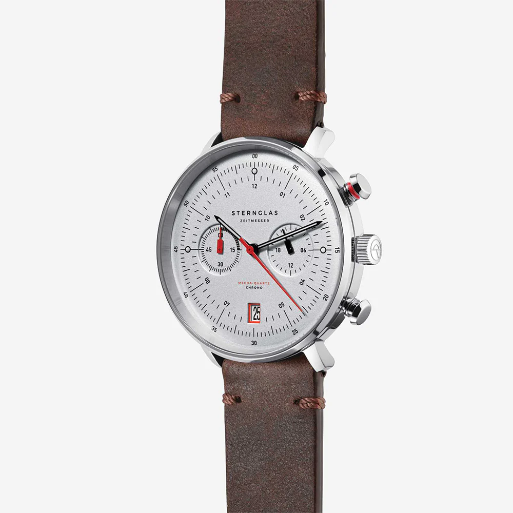 Hamburg Mecha-Quartz Chrono 42mm - Silver on Leather Strap - Image 4