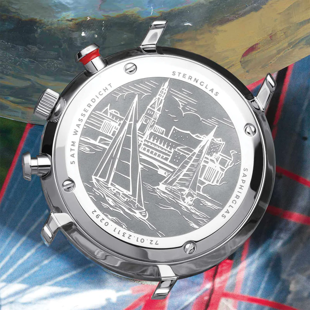 Hamburg Mecha-Quartz Chrono 42mm - Silver on Leather Strap - Image 5