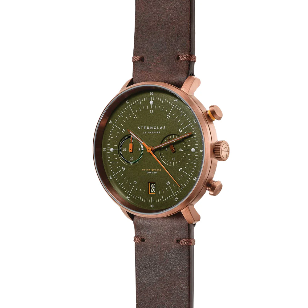 Hamburg Mecha-Quartz Chrono 42mm - Green on Leather Strap - Image 4