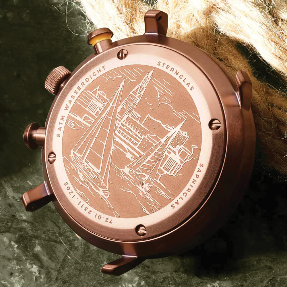 Hamburg Mecha-Quartz Chrono 42mm - Green on Leather Strap - Image 5