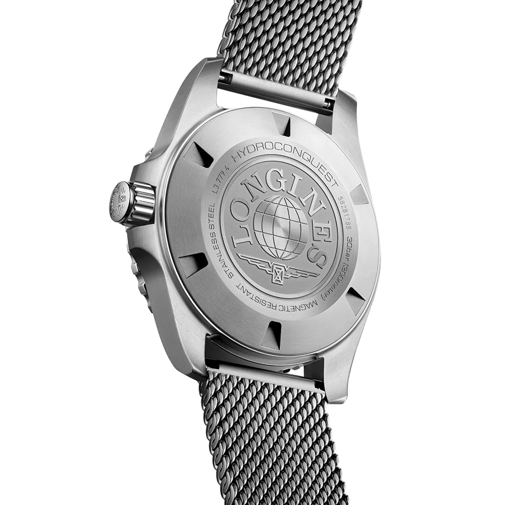 HydroConquest 39mm - Blue, Black Bezel on Mesh Bracelet - Image 7