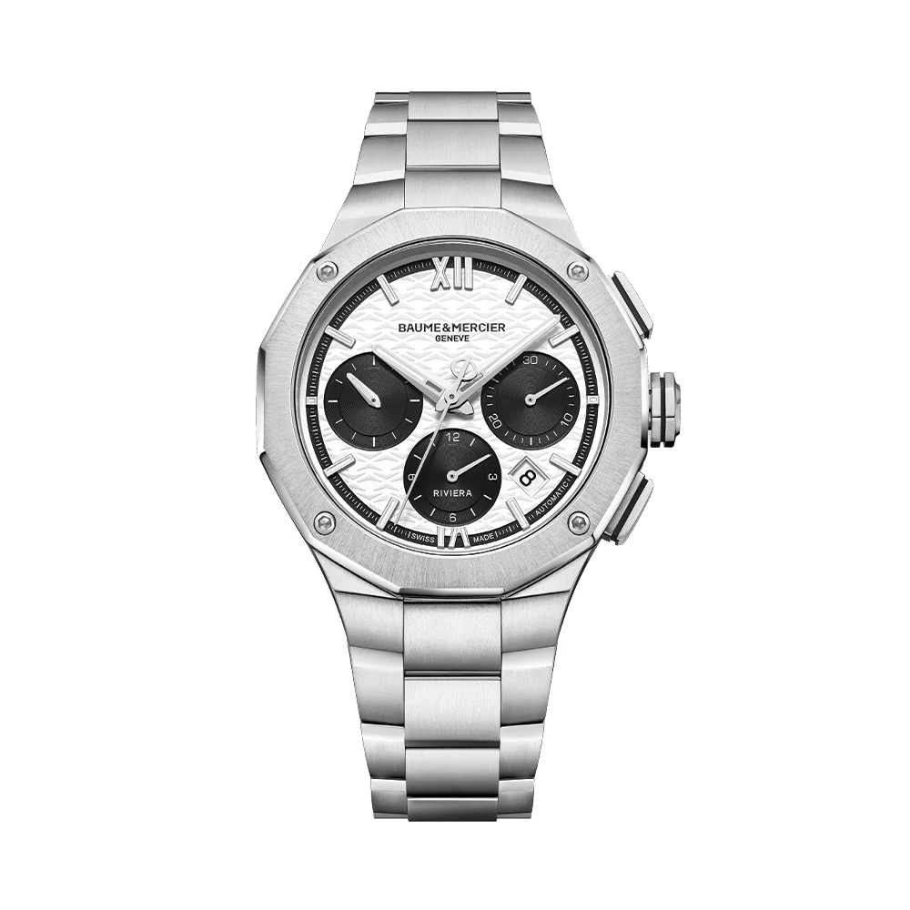 Riviera 10827 Automatic Chronograph 41mm - Black-Silver on Bracelet