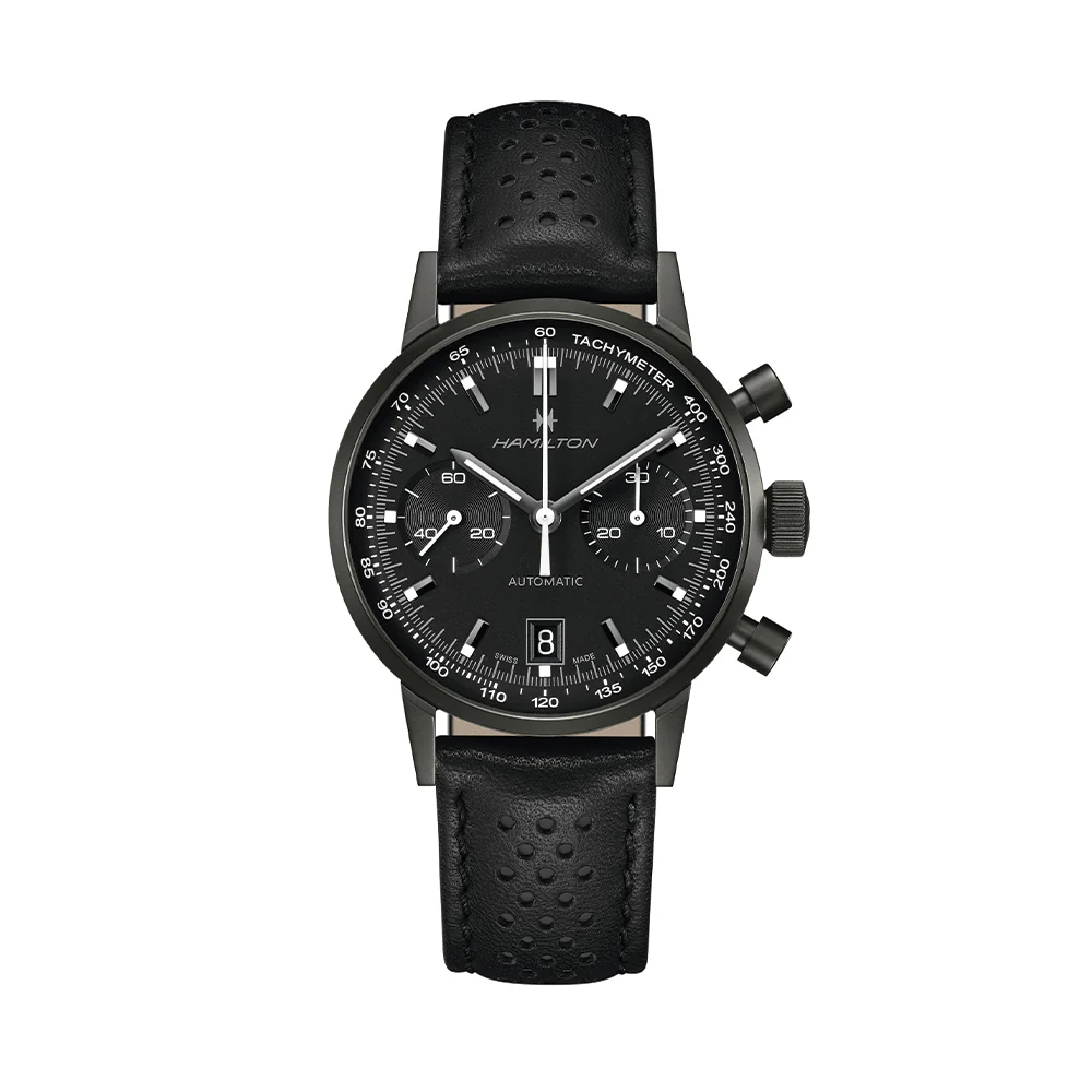 American Classic Intra-Matic Auto Chrono PVD 40mm - Black on Leather Strap