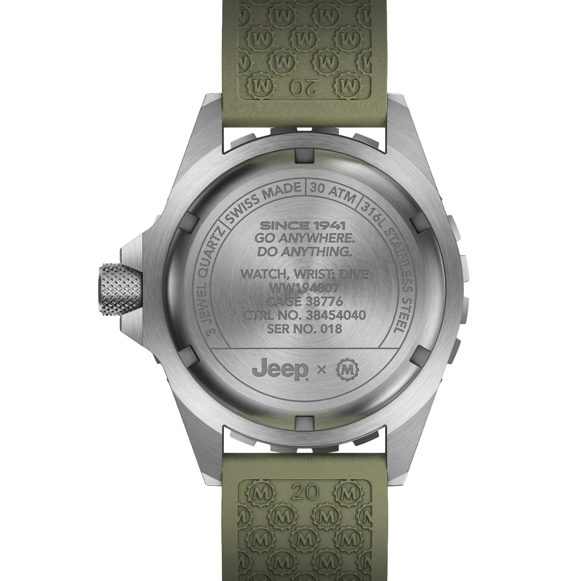 TSAR Diver's Quartz Jeep Rubicon 41mm - Black on Rubber Strap - Image 8