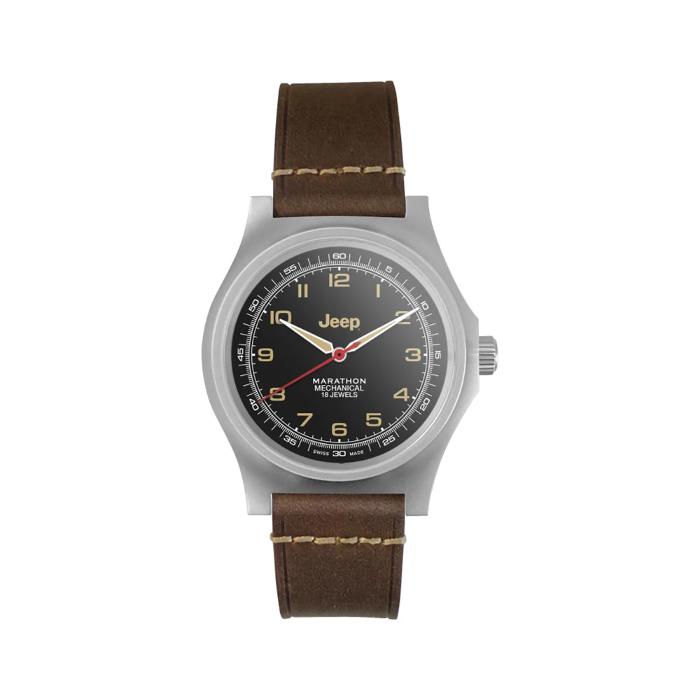 Jeep Willy's SSGPM Officer's Mechanical 41mm - Black on Leather Strap