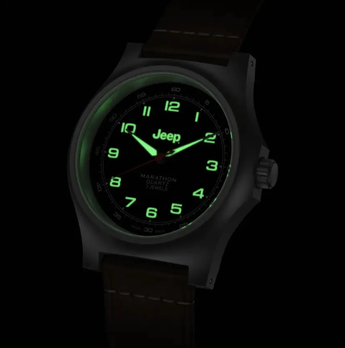 Jeep Willy's SSGPQ Officer's Quartz 41mm - Black on Leather Strap - Image 5