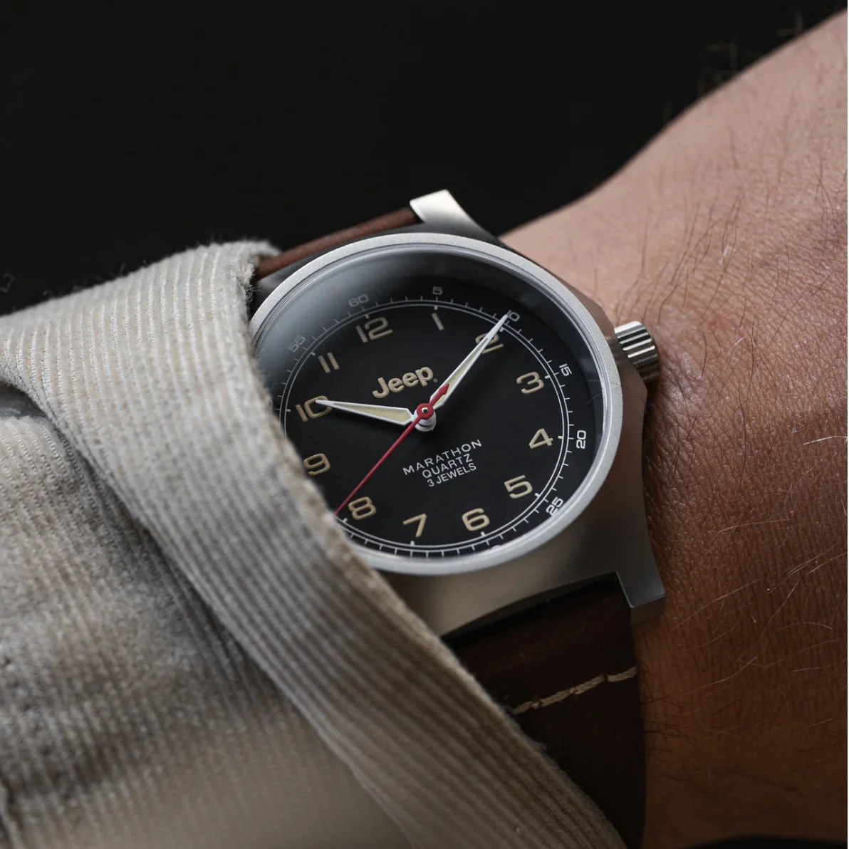 Jeep Willy's SSGPQ Officer's Quartz 41mm - Black on Leather Strap - Image 7