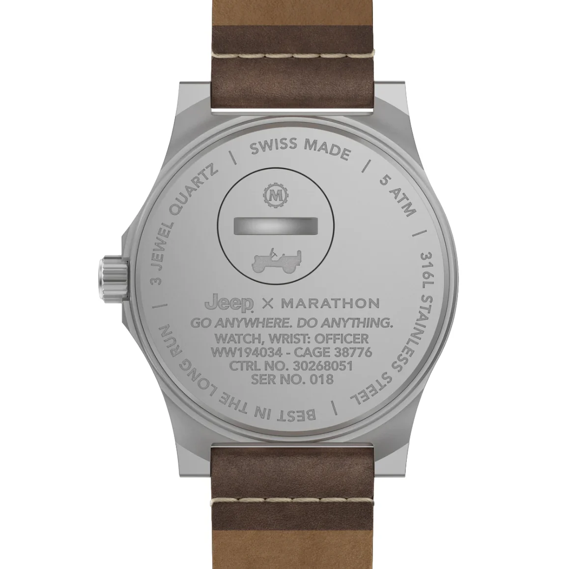 Jeep Willy's SSGPQ Officer's Quartz 41mm - Black on Leather Strap - Image 8