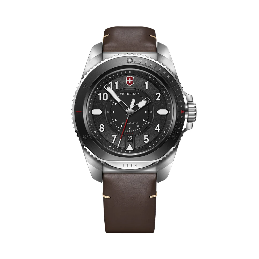 Journey 1884 Quartz 43mm - Black on Leather Strap w/ Extra Rubber Strap