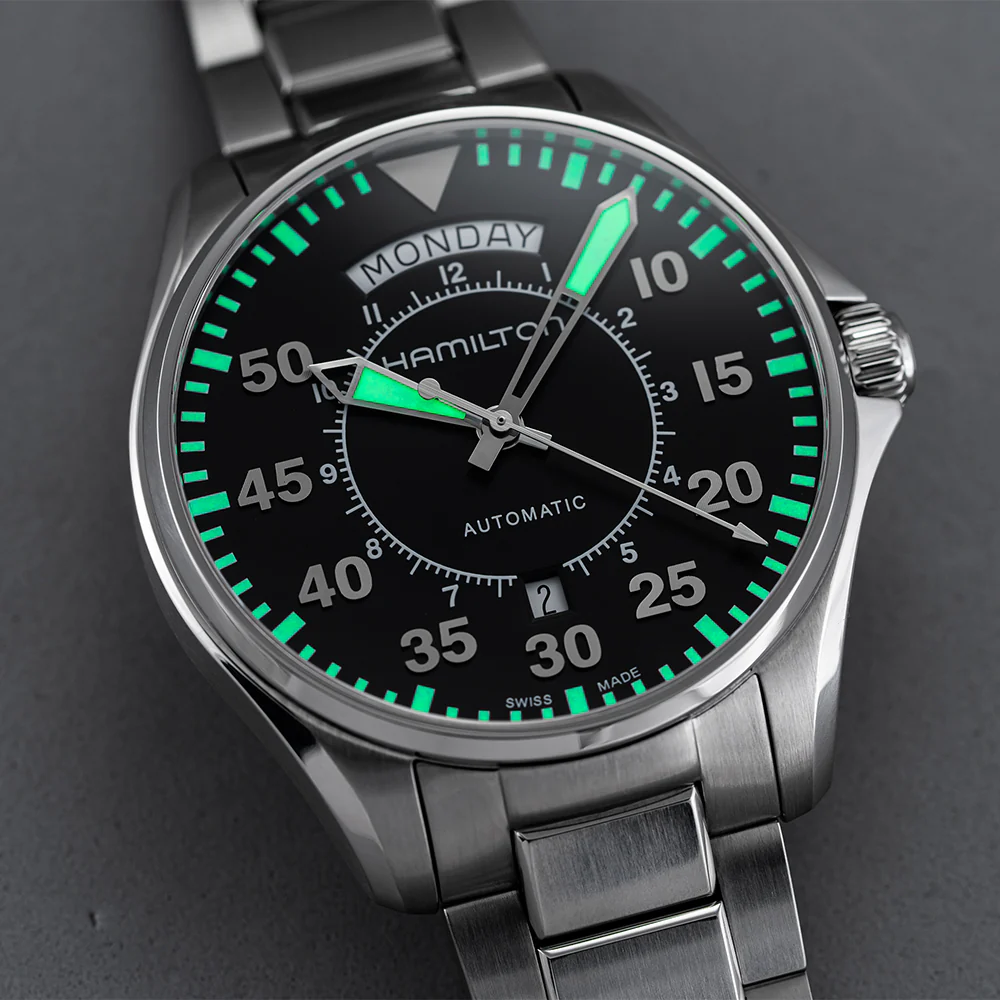 Khaki Aviation Pilot Day Date Auto 42mm - Black on Bracelet - Image 5
