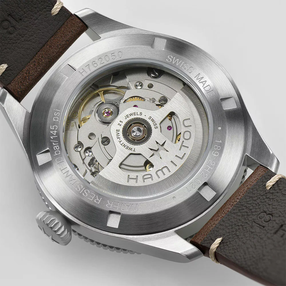 Khaki Aviation Pilot Pioneer 38mm - Black on Leather Strap - Image 6