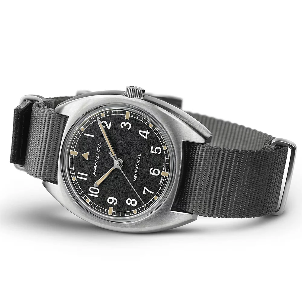 Khaki Aviation Pilot Pioneer Mechanical 33mm - Black on One-Piece Textile Strap - Image 5