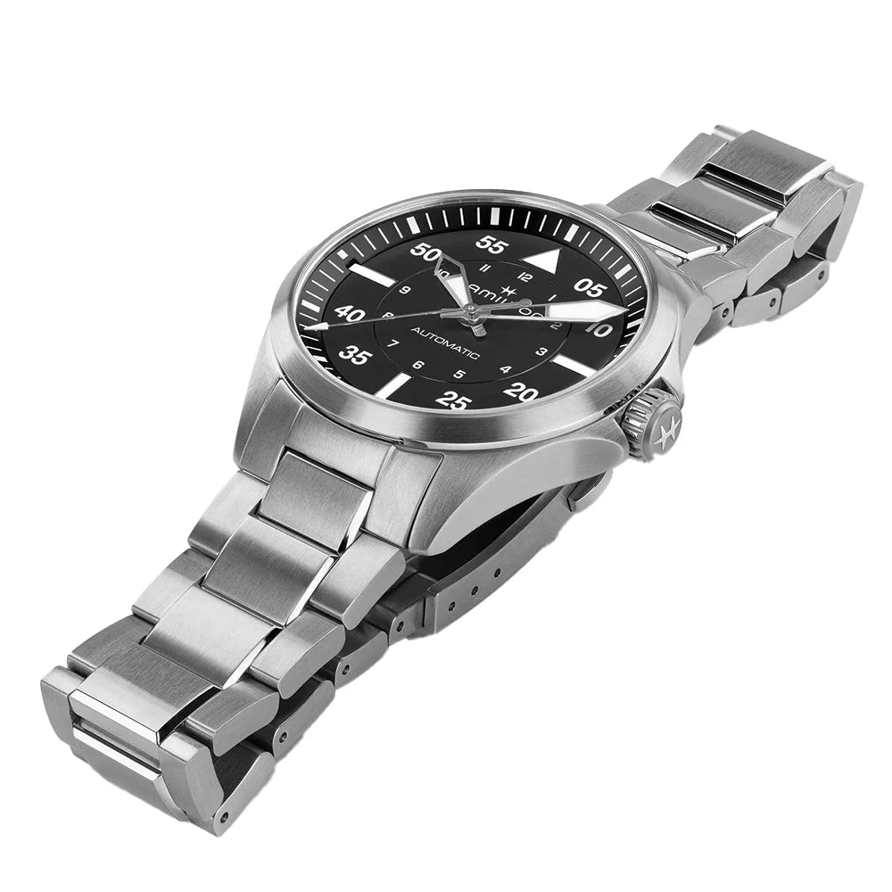 Khaki Aviation Pilot Auto 39mm - Black on Bracelet - Image 2