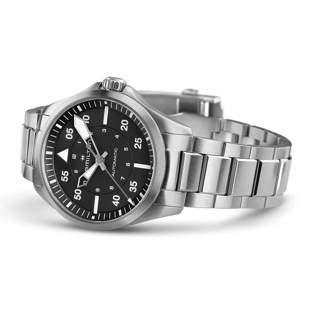 Khaki Aviation Pilot Auto 39mm - Black on Bracelet - Image 5