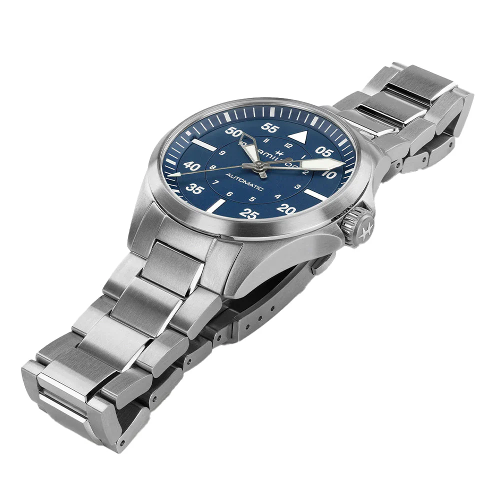 Khaki Aviation Pilot Auto 39mm - Blue on Bracelet - Image 2