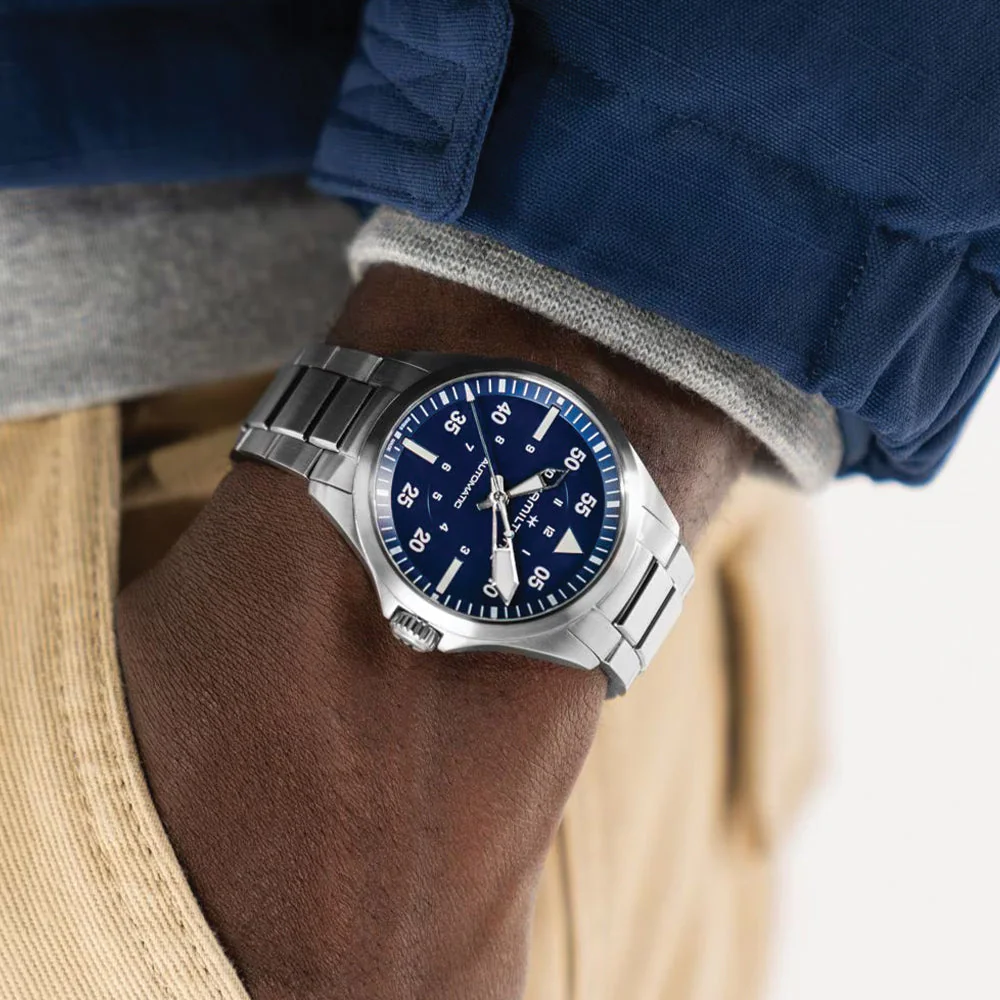 Khaki Aviation Pilot Auto 39mm - Blue on Bracelet - Image 3