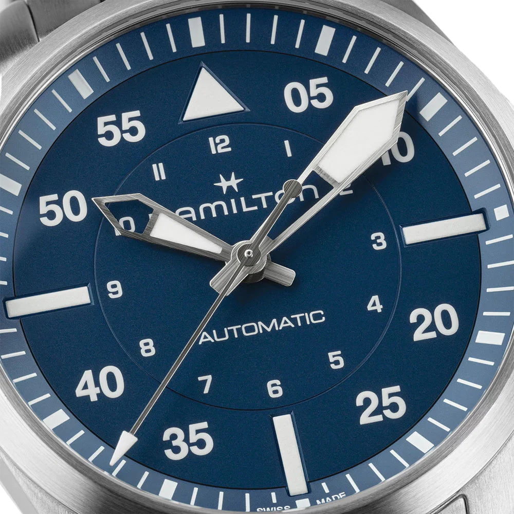 Khaki Aviation Pilot Auto 39mm - Blue on Bracelet - Image 4