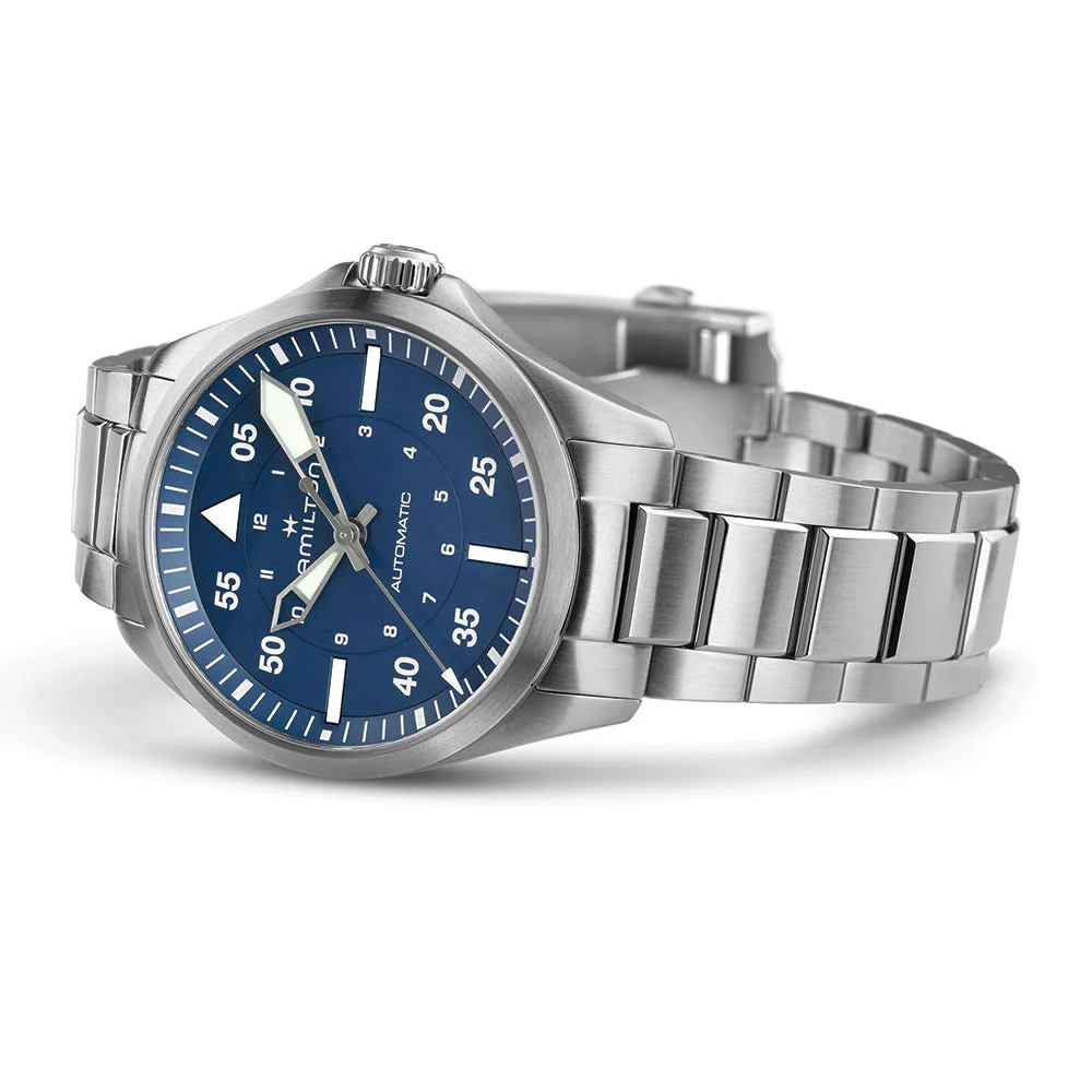 Khaki Aviation Pilot Auto 39mm - Blue on Bracelet - Image 5