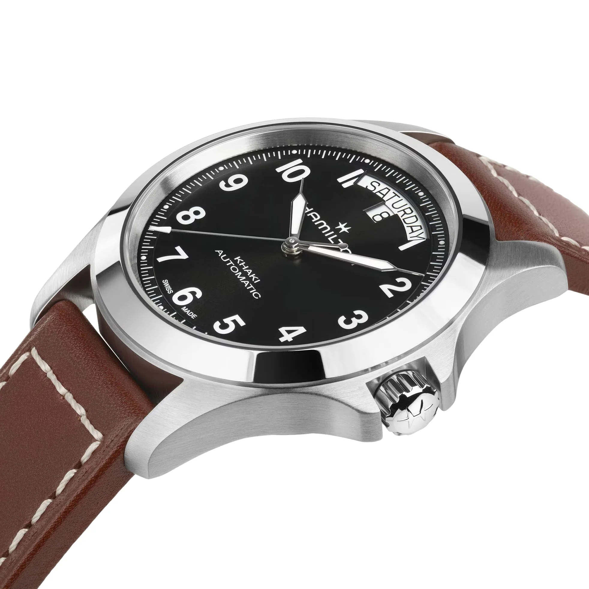 Khaki Field Auto 40mm - Black on Brown Leather Strap - Image 4