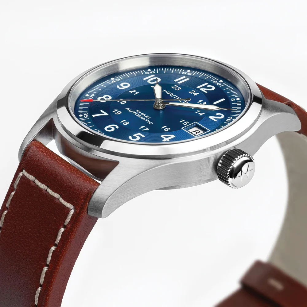 Khaki Field Auto Date 38mm - Blue on Leather Strap - Image 5