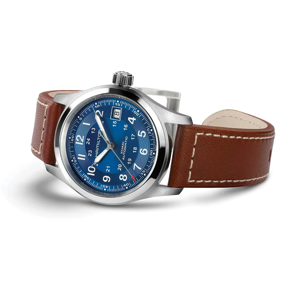 Khaki Field Auto Date 38mm - Blue on Leather Strap - Image 6