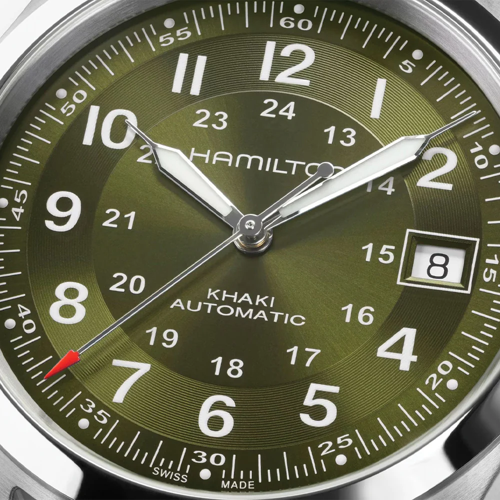 Khaki Field Auto Date 38mm - Green on Leather Strap - Image 3