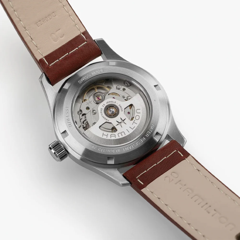 Khaki Field Auto Date 38mm - Green on Leather Strap - Image 6