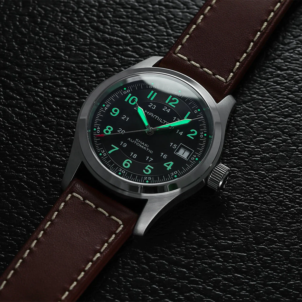 Khaki Field Auto 38mm - Black on Leather Strap - Image 5